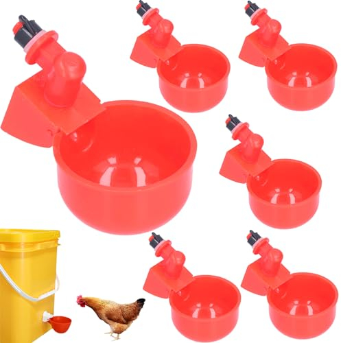 6 Stück Hühnertränke Automatische Geflügeltränke,DIY Hühnerwasserbecher Hühnertränke Hühnerwasserspender Automatische Geflügeltränke Set Hühner-Wasserbecher Automatische Hühnerwasser-Futterspender