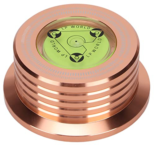 Estabilizador de Discos de Vinilo, Estabilizador de Peso de Discos, Abrazadera de Disco Giratoria de Aluminio con Nivelación de Burbujas para Tocadiscos LP de 50 Hz, Estabilizador de Discos(Oro rosa)