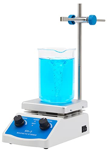 CREWORKS Magnetic Stirrer Hotplate 12x12cm Magnetic Mixer with Laboratory Mixer 180W Heating Power 100-2000 RPM with Stirring Bar & Support Stand