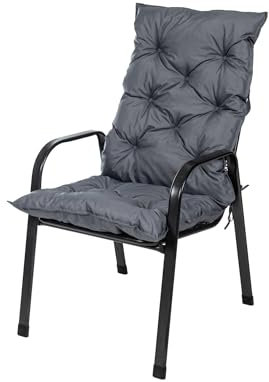 TexDeko® Garden Gartenstuhl Auflage Hochlehner 120 x 50 cm Sitzkissen wasserabweisend Outdoor Rückenkissen hoch Stuhlkissen hoher Komfort (Grau)