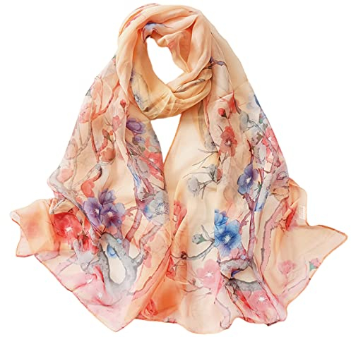 FAIRYGATE Frauen Seidenschal Chiffon Elegante Leichte Lange Verlaufsfarben 100% Seidenschal Anti Allergie Tuch Sonnenschutz 50018