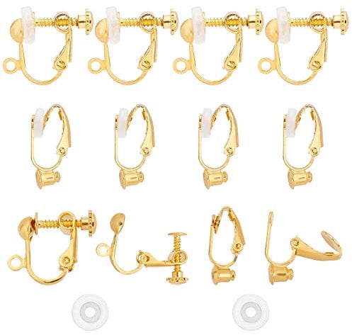 SUNNYCLUE 1 Box 12Pcs 2 Style Clip-on Earring Findings Stud Clip On Earring Converter Clip On Dangle Earring Post Ear Clips Earring Converters Plastic Earring Back Pads Earrings Making DIY Supplies