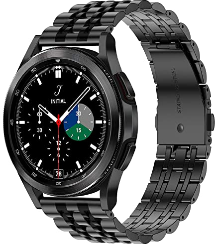 Anlinser 20mm Armbänder Kompatibel Mit Samsung Galaxy Watch 7 40mm 44mm/6/5/4/FE, Verstellbares Metallband für Galaxy Watch 6 Classic/5 Pro/4 Classic, Schwarz