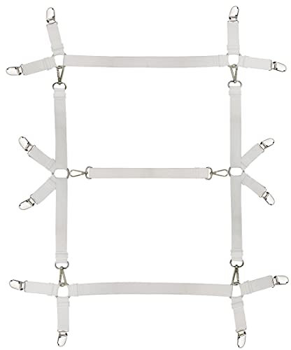 Eopocdor Bettlakenspanner Verstellbar, Matratzenhalter,Elastische Betttuch Spanner mit Metallclip für Bettlaken (Weiß)