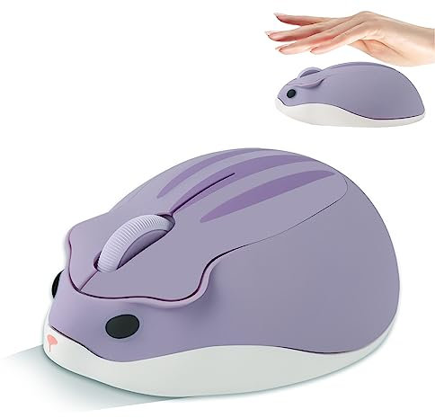 Souris sans Fil Hamster Mignon Souris Ordinateur Sans Fil en forme animal, 2.4G Cute Silencieux USB Souris 1200DPI Mouse Pour PC, Ordinateur, Portable, Mac, Idée Cadeau pour Fille,Enfants,Kids(Violet)