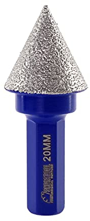SHDIATOOL Forets à chanfreiner biseautés diamantés de 20 mm à tige hexagonale pour carrelage, marbre, céramique, finition, nettoyage, agrandissement des trous existants