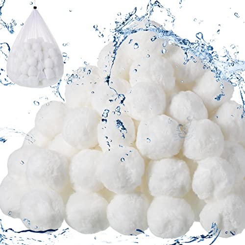 Zubebe 6 lbs Pool Filter Balls Fiber Filter Media for Swimming Pool Sand Filters Alternative to Pool Glass Sand Filters Suitable for Sand Filter Systems (Equal 200 Lbs Filter Sand) (White)