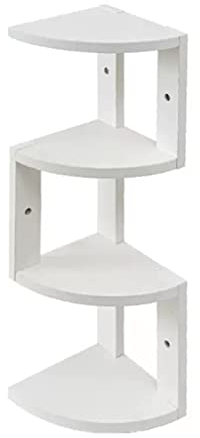Eckregal HäNgend Weißes vierschichtiges Massivholz-Eckregal, Desktop-Bücherregal/Dreieck-Lagerregal/Blumenregal, einfach zu montieren