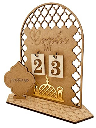 YEJAHY Ramadan Adventskalender Holz Countdown Tage 31 Tage Heimdekorationen, DIY Eid Dekorationen für Ramadan Partys, Ramadan Geschenke für Kinder, Basteldekorationen (Palaststil)