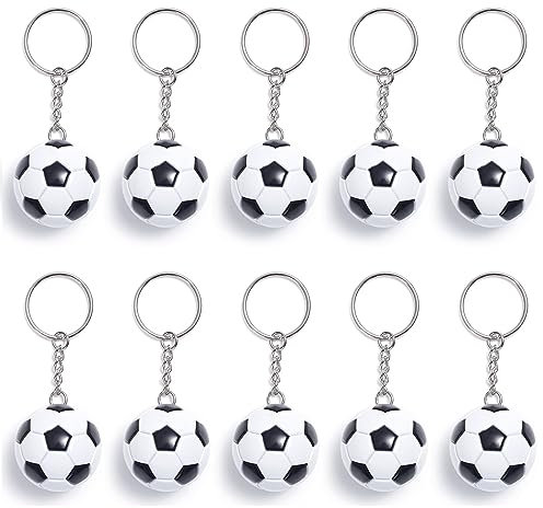 JJQHYC 10 Pièces Porte-clés Football Petits Cadeaux Anniversaire Garcon Porte Clef Foot Ballons Fête Cadeau de Porte-clés pour Fans de Sport