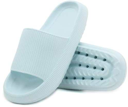 Acfoda Hausschuhe Badeschuhe Damen Cozislides Original Slippers Wolken Schlappen Cloudyzz Schuhe Weiche Cozy Slides Pantoffeln Rutschfest Badelatschen Badeschlappen Strand Pantoletten Blau 40/41