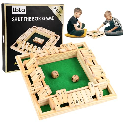 Shut The Box, 4-Spieler Shut The Box Spiel, Deluxe, Holz Tisch Spiel Klassisch Würfelspiel Board Spielzeug