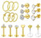VFUN 16g Tragus Piercing Schmuck Helix Piercings Chirurgenstahl Lippenpiercing Piercing Ohr Conch Cartilage Piercing Silber Gold