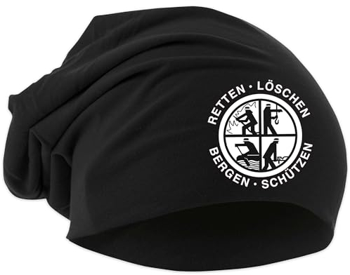 UGLYSHIRT Feuerwehr Mütze | Firefighter Hat Dehnbar Feuerwehrmann FFW Strickmütze 112 Mütze Hut Logo | Beanie M2