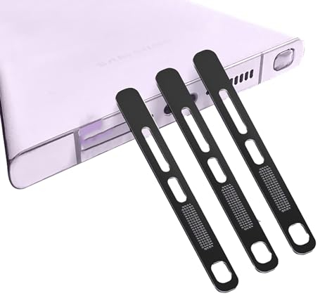 GIOPUEY Mesh Staubdichter Aufkleber für Samsung Galaxy S24 Ultra, 3 Stück Integrierter Schutzlautsprecher und Ladeanschluss,Anti Dust - Black