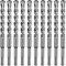 SALI 10PCS SDS Plus Rotary Hammer Drill Bit Concrete Drill Bit Kit Double Thread 4-Cutter Tungsten Carbide Tip Fully Hardened Tool for Concrete, Brick,Cement Walls,Stone 16mm x 210mm Cross Drill Bits