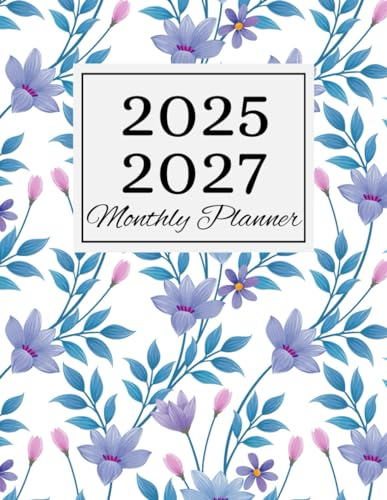 3 year calendar 2025-2026-2027 monthly planner: Three Year Schedule Organizer (January 2025 through December 2027) Size 8.5x11 with Floral Cover