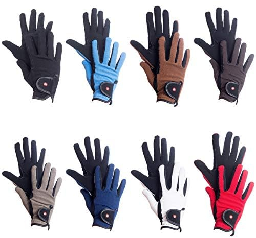 RL24 - Reithandschuhe Damen & Herren Professional Nubuk | Handschuhe zum Reiten | Reiterhandschuhe mit Magic-Lederimitat | robust, rutschfest & atmungsaktiv | Reitzubehör in Schwarz/Weiß | M