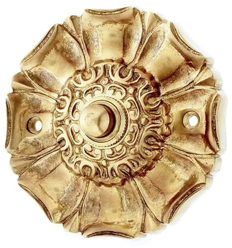 Ventano antike Türklingel Klingelplatte Klingelblech Messing patiniert gold historisch | Jugendstil handgemacht nach histosischen Vorlagen