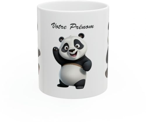 Jm-Déco Mug personnalisé Personnalisable Panda avec prénom ou Petit Texte - Idée Cadeau - Tasse Humour Rigolo Fun