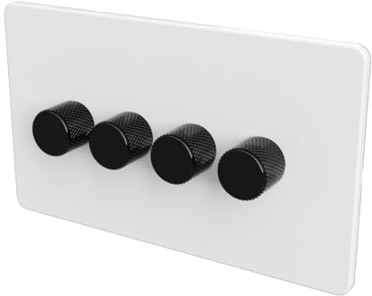 SAMOTECH Zigbee UK Smart Dimmer NO NEUTRAL compatible with Philips Hue, Home Assistant - White/Black 4-Gang Zigbee Dimmer