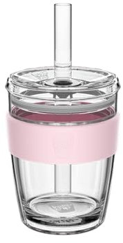 KeepCup Cold Cup - Longplay Double Wall Glass Ice Coffee Tumbler with Lid and Straw - 12oz (340ml) - Pashmak