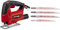 Einhell Stichsäge TC-JS 60/1 (vibrationsarm, Drehzahlelelektronik, werkzeugloser Sägeblattwechsel, Sägeschuh für Gehrungsschnitte bis 45° Grad, inkl. 4 Sägeblätter)