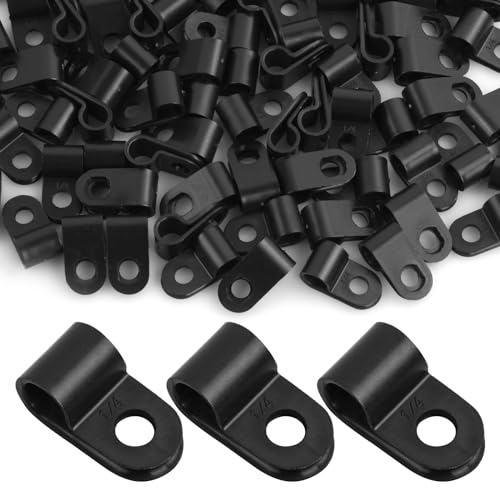 100 Pezzi 6.4mm R-tipo Cavo Clip Fermacavo Clip per Cavi in Nylon Tipo R, 1/4, Fissaggi per cavi per la Gestione dei Fili