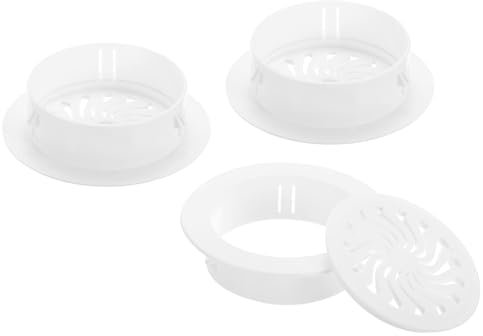 PATIKIL Air Conditioning Wall Hole Cover, 3Pcs Air Conditioner Blocking Hole Plug Decoration Water Pipe Sealing Plate Cover with Grille for 4 - 4.3 Diameter Hole, White