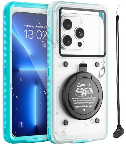 Beeasy Funda Impermeable Móvil IPX8, Buceo Profesional Subacuático Funda,Bolsa Acuatica Sumergible Universal para iPhone Samsung Xiaomi Google para Submarinismo Snorkel,Azul