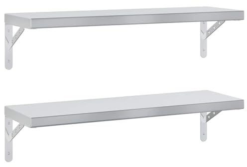 vidaXL Wandregale 2 STK. 75x23,5 cm Silbern Edelstahl