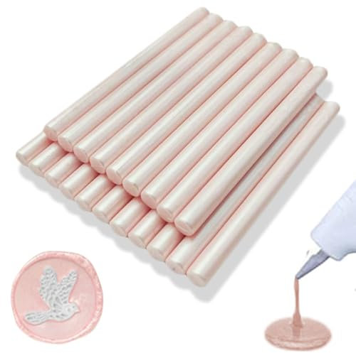 Ioggtser 20 PCS Mini Glue Gun Wax Seal Stick for Stamp, Wedding Invitations, Cards, Envelopes - Pearlescent Pink