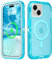 Follaroma for iPhone 15 Case, Compatible with MagSafe, Dual Layer Transparent Magnetic Phone Cases, Heavy Duty Shockproof and Anti-Drop Protective Cover for iPhone 15, 6.1'', Blue