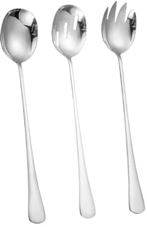 Hoement Set Di 3 Stoviglie in Acciaio Inossidabile Con Cucchiaio Spork E Scolapasta Leggero E Resistente Per Casa E Ristorante