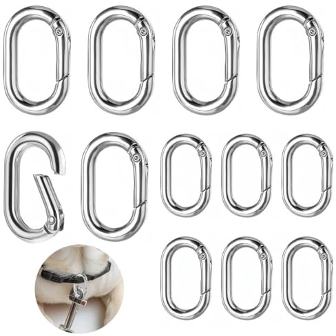 JEYORZY 12 Stück ovaler Verschluss, Karabiner, Halskettenverschlüsse und Verschlüsse, Federringverschluss, Kettenverbinder, Halsketten und Armbändern (Klein, mittel)