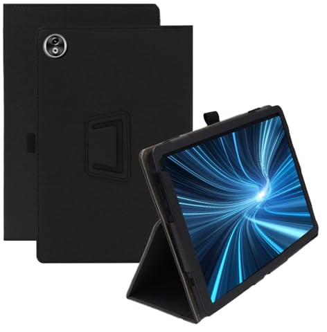 INSOLKIDON Kompatibel mit DOOGEE T40 pro 12 INCH Tablet Hülle mit Standfunktion Slim PU Leder Schutzhülle Auto Schlaf Aufwachen Klappbare Schutzhülle (Schwarz)