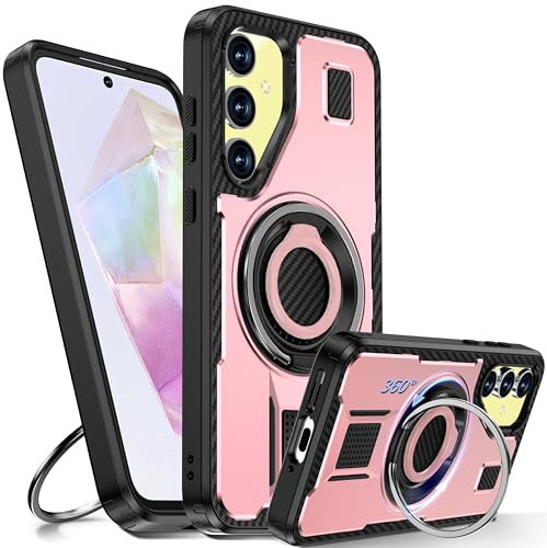 Tuvror Cover per Samsung Galaxy A35 5G /4G con Supporto. [Anello rotante a 360° e Supporto]. Cover protettiva antiurto per Samsung A35, Rosa