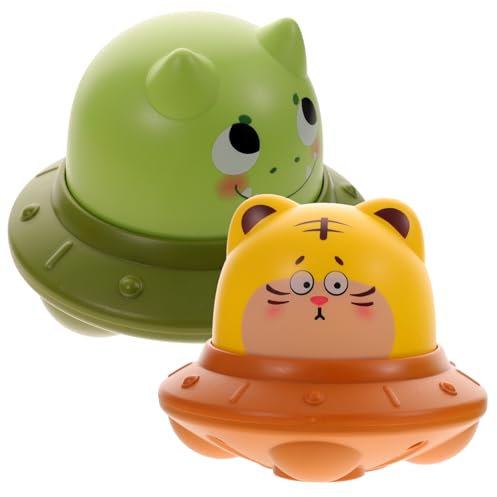 DRESSOOS Lot De 2 Soucoupes Volantes Amusantes en Plastique À Tirer pour Enfants Jouets pour La Coordination Œil-Main Et La Motricité