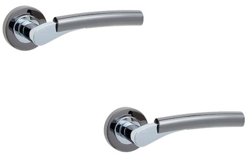 Loops 2 Pack Stylish Door Handle on Rose with Polished Chrome and Black Nickel Finish - Interior Handle