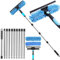 4.7m Window Squeegee,Window Cleaning Equipment With Long Handle,Telescopic Window Cleaner With Silicon Squeegee & Microfiber Scrubber For Shower Glass, Mirror,Door,Car