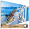 TRIOSK Sichtschutz Balkon Deko Plane Balkonblende Blickdicht mit Motiv Küstenweg Santorini Griechenland für Garten Terrasse Gartenzaun Balkonverkleidung Blickschutz PVC groß 200x100 cm