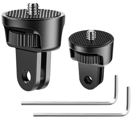 Generisch 2 Stück 360° Stativadapter – Action Cam Halterung mit 1/4 Zoll Gewinde – kompatibel mit Insta360, DJI – inkl. L-Schraubenschlüssel – Kamera Zubehör Schwarz
