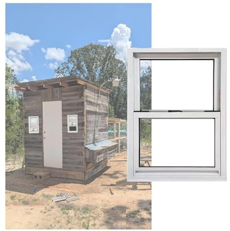 pujindu Finestra per Pollaio A Ribalta, Finestre per Case Mobili con Apertura A Spinta con Telaio in Alluminio, Finestra Scorrevole con Vetro Temperato per Esterni(23.6x31.5in/60x80cm)