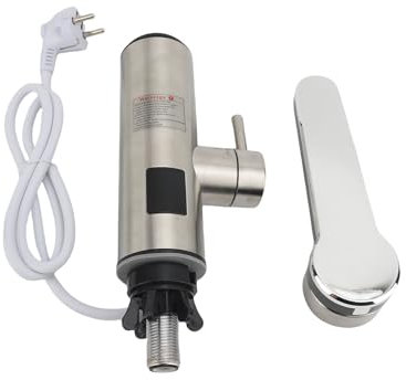 lyrlody Rubinetto Elettrico, Miscelatore con Riscaldatore Istantaneo D'Acqua 3300W Miscelatore Elettrico per Bagno con Indicatore LED della Temperatura, per Giardino