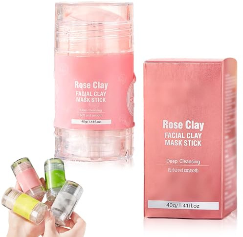 Maschera viso stick al tè verde per il viso, rimozione punti neri con estratto di tè verde, maschera stick detergente profonda senza pori, purificante, controllo del sebo (Rose)