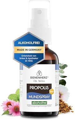 Bienenherz® Propolis Spray alkoholfrei 30ml – ohne Alkohol & PAK – pflanzlich mit Honig, Eibisch & Thymian – geeignet für Kinder – entwickelt von Imker & Apotheker – Made in Germany