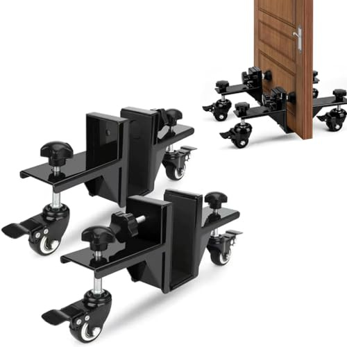 NERNGZC 2 Pack Heavy Duty Door Installation Kits, Door Board Dolly Installation Tool for 1-3.8Inch Thick Pre-Hung, Black Door Installation Tool Hold Up To 500 Lbs for Commercial & Residential Use