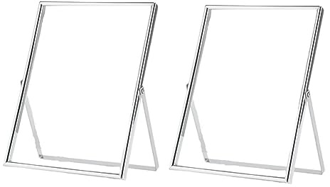 Sefdrert Silver Floating Picture Frame Set of 2, Gift Metal Glass Photo Frames, for Tabletop Display Vertically Easy to Use