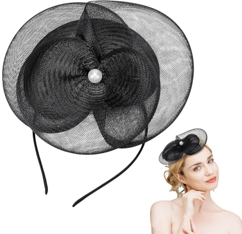 nbeads 1 Set Fascinator Hüte Für Damen, Fascinator Hut Aus Organza Mit Blumennetz Und Haarreif Und Clip Kopfbedeckung Für Teepartys Hochzeiten Und Cocktailveranstaltungen, 140x118x5mm