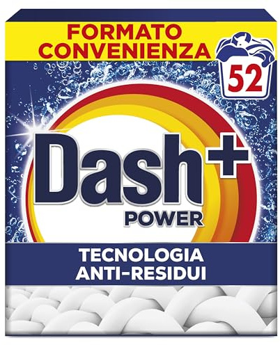 Dash Detersivo Per Bucato In Polvere, 52 Lavaggi, Tecnologia anti residui, rimuove le macchie, efficace a cicli brevi e a freddo